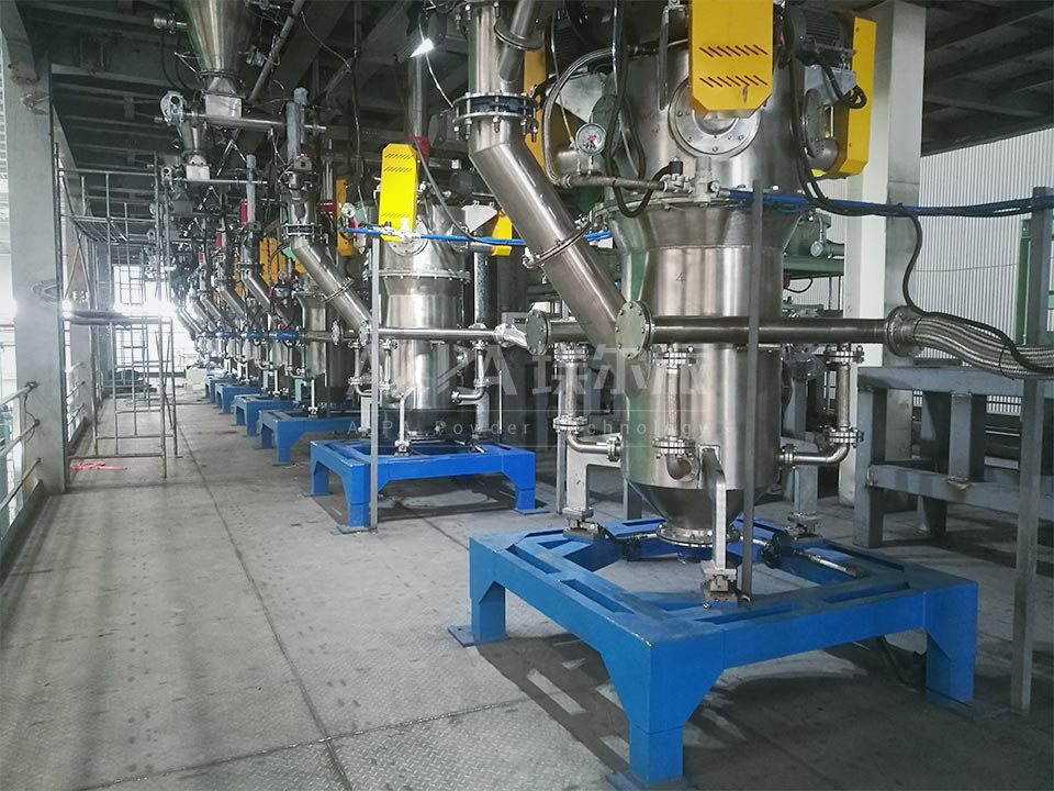 Production line of lithium iron phosphate and single crystal ternary jet mill for an electric vehicl